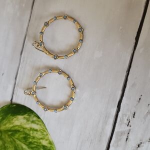 Matte Gold & Periwinkle Blue Hoop Drop Earrings